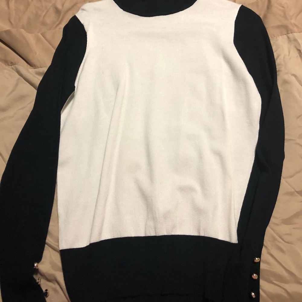 Black and white turtleneck